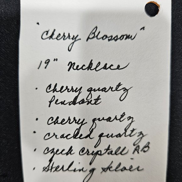 Hand Crafted Cherry Quartz Beads and Carved Cherry Quartz Pendant Necklace - Picture 9 of 9